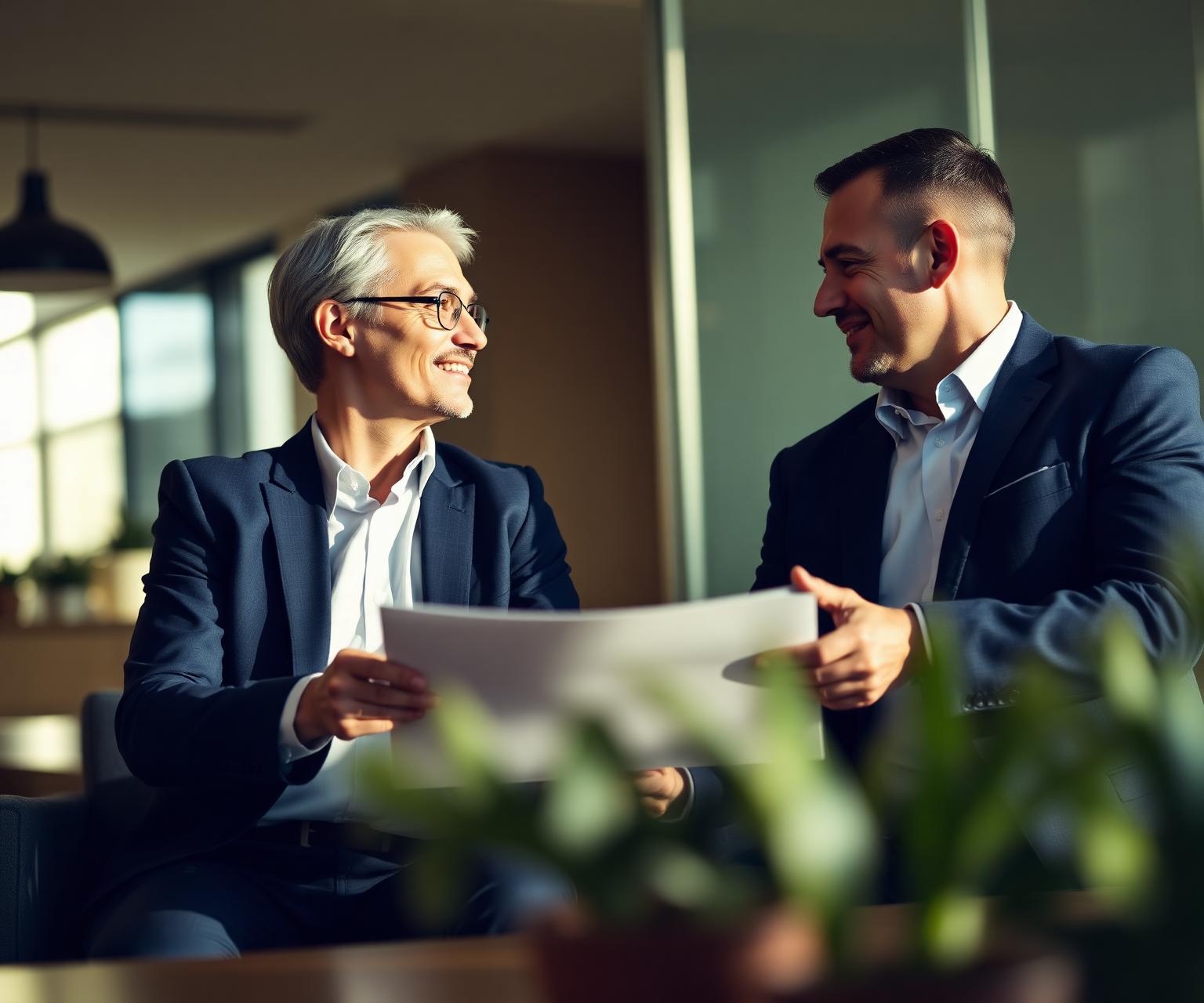 Two financial advisors reviewing a plan together